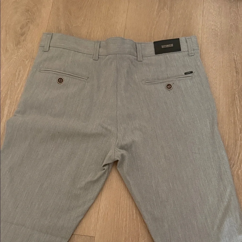 Tailored Gray Cotton-Blend Chinos for Men Size 34